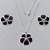 CONJUNTO FOLHEADO A PRATA COM 50 MILÉSIMOS + VERNIZ DIAMOND - CONJUNTO COM CORRENTE VENEZIANA 45CM - BRINCOS DE PINO E PINGENTES EM FLORES ESMALTADAS PRETA COM ROXO  17X20MM - PRA160 PRCJ000153 - Imagem 1