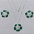 CONJUNTO FOLHEADO A PRATA COM 50 MILÉSIMOS + VERNIZ DIAMOND - CONJUNTO COM CORRENTE VENEZIANA 45CM - BRINCOS DE PINO E PINGENTES EM FLORES ESMALTADAS VERDE COM BRANCO 17X20MM - (PRA161) PRCJ000154 - Imagem 1