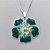 CONJUNTO FOLHEADO A PRATA COM 50 MILÉSIMOS + VERNIZ DIAMOND - CONJUNTO COM CORRENTE VENEZIANA 45CM - BRINCOS DE PINO E PINGENTES EM FLORES ESMALTADAS VERDE COM BRANCO 17X20MM - (PRA161) PRCJ000154 - Imagem 2