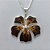 CONJUNTO FOLHEADO A PRATA COM 50 MILÉSIMOS + VERNIZ DIAMOND - CONJUNTO COM CORRENTE VENEZIANA 45CM - BRINCOS DE PINO E PINGENTES EM FLORES ESMALTADAS PRETO COM MARRON 17X20MM - (PRA162) PRCJ000155 - Imagem 2