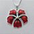 CONJUNTO FOLHEADO A PRATA COM 50 MILÉSIMOS + VERNIZ DIAMOND - CONJUNTO COM CORRENTE VENEZIANA 45CM - BRINCOS DE PINO E PINGENTES EM FLORES ESMALTADAS VERMELHO COM PRETO 17X20MM - (PRA163) PRCJ000156 - Imagem 2