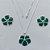 CONJUNTO FOLHEADO A PRATA COM 50 MILÉSIMOS + VERNIZ DIAMOND - CONJUNTO COM CORRENTE VENEZIANA 45CM - BRINCOS DE PINO E PINGENTES EM FLORES ESMALTADAS VERDES 24X22MM - (PRA164) PRCJ000157 - Imagem 1