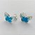 BRINCO FOLHEADO A PRATA COM 50 MILÉSIMOS + VERNIZ DIAMOND - BRINCO DE PINO BORBOLETA AZUL 8MM (PRA210) PRBR001113 - Imagem 2