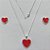 CONJUNTO FOLHEADO A PRATA COM 50 MILÉSIMOS + VERNIZ DIAMOND - CONJUNTO COM CORRENTE VENEZIANA 45CM - BRINCOS DE PINO CORAÇÃO ESMALTADO 11MM E PINGENTE EM CORAÇÃO ESMALTADO VERMELHO 15MM - (PRA234) PRCJ000165 - Imagem 1