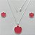 CONJUNTO FOLHEADO A PRATA COM 50 MILÉSIMOS + VERNIZ DIAMOND - CONJUNTO COM CORRENTE VENEZIANA 45CM - BRINCOS DE PINO FLOR ESMALTADA 14MM E PINGENTE EM FLOR ESMALTADA ROSA 20MM - (PRA238) PRCJ000169 - Imagem 1