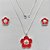CONJUNTO FOLHEADO A PRATA COM 50 MILÉSIMOS + VERNIZ DIAMOND - CONJUNTO COM CORRENTE VENEZIANA 45CM - BRINCOS DE PINO FLOR ESMALTADA 15MM E PINGENTE EM FLOR ESMALTADA VERMELHA / BRANCA 22MM - (PRA243) PRCJ000174 - Imagem 1