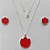 CONJUNTO FOLHEADO A PRATA COM 50 MILÉSIMOS + VERNIZ DIAMOND - CONJUNTO COM CORRENTE VENEZIANA 45CM - BRINCOS DE PINO FLOR ESMALTADA 14MM E PINGENTE EM FLOR ESMALTADA VERMELHO 20MM - (PRA227) PRCJ000180 - Imagem 1