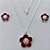 CONJUNTO FOLHEADO A PRATA COM 50 MILÉSIMOS + VERNIZ DIAMOND - CONJUNTO COM CORRENTE VENEZIANA 45CM - BRINCOS DE PINO FLOR ESMALTADA 15MM E PINGENTE EM FLOR ESMALTADA VERMELHO E BRANCO 23MM - (PRA228) PRCJ000181 - Imagem 1