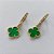 BRINCO FOLHEADO A OURO - BANHADO COM 5 MILÉSIMOS + VERNIZ DIAMOND- BRINCO ARGOLA DE PRESSÃO TREVO VERDE 10MM - (OURO302) OUBR000227 - Imagem 2