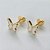 CONJUNTO FOLHEADO A OURO - BANHADO COM 5 MILÉSIMOS + VERNIZ DIAMOND - CONJUNTO COM CORRENTE VENEZIANA 45CM E BRINCOS DE PINO COM PINGENTE BORBOLETA BRANCA 10MM- (OURO305) OUCJ000049 - Imagem 2