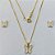 CONJUNTO FOLHEADO A OURO - BANHADO COM 5 MILÉSIMOS + VERNIZ DIAMOND - CONJUNTO COM CORRENTE VENEZIANA 45CM E BRINCOS DE PINO COM PINGENTE BORBOLETA BRANCA 10MM- (OURO305) OUCJ000049 - Imagem 1