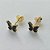 CONJUNTO FOLHEADO A OURO - BANHADO COM 5 MILÉSIMOS + VERNIZ DIAMOND - CONJUNTO COM CORRENTE VENEZIANA 45CM E BRINCOS DE PINO COM PINGENTE BORBOLETA PRETA 10MM- (OURO307)OUCJ000051 - Imagem 2