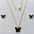 CONJUNTO FOLHEADO A OURO - BANHADO COM 5 MILÉSIMOS + VERNIZ DIAMOND - CONJUNTO COM CORRENTE VENEZIANA 45CM E BRINCOS DE PINO COM PINGENTE BORBOLETA PRETA 13MM- (OURO308) OUCJ000052 - Imagem 1
