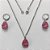 CONJUNTO EM AÇO INOXIDÁVEL -  CONJUNTO CORRENTE (03) 50CM E BRINCO ARGOLINHA DE PRESSÃO COM PINGENTE DRUSA ROSA 10X14- COMPOSIÇÃO: AÇO INOXIDÁVEL - (AÇO2015) ACCJ000101 - Imagem 1