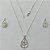 CONJUNTO FOLHEADO A PRATA COM 50 MILÉSIMOS + VERNIZ DIAMOND - CONJUNTO COM CORRENTE VENEZIANA 45CM - BRINCOS DE PINO E PINGENTE EM GOTA VAZADA 13MM COM PEDRA EM ZIRCÔNIA CRISTAL 10MM - (PRA501) PRCJ000187 - Imagem 1