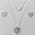 CONJUNTO FOLHEADO A PRATA COM 50 MILÉSIMOS + VERNIZ DIAMOND - CONJUNTO COM CORRENTE VENEZIANA 45CM - BRINCOS DE PINO E PINGENTES CORAÇÃO 13MM COM MICRO ZIRCÔNIAS CRISTAIS E VERDE  - (PRA503) PRCJ000189 - Imagem 1