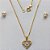 CONJUNTO FOLHEADO A OURO - BANHADO COM 5 MILÉSIMOS + VERNIZ DIAMOND - (CJA855) CONJUNTO COM BRINCOS DE PINO COM ZIRCÔNIAS E PINGENTE CORAÇÃO VAZADO CRAVEJADO EM MICROS ZIRCÔNIAS 13MM (OURO380) OUCJ000055 - Imagem 1