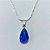 CONJUNTO FOLHEADA A PRATA COM 50 MILÉSIMOS + VERNIZ DIAMOND - CORRENTE L-11 PINGENTE E BRINCO GOTA AZUL 9MM PRCJ000200 - Imagem 2