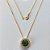 GARGANTILHA FOLHEADA A OURO - COM CORRENTE VENEZIANA 45CM E PINGENTE CRAVEJADO COM MICRO ZIRCÔNIAS E ZIRCÔNIA VERDE 10MM (OURO635) OUGG000146 - Imagem 1