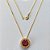 GARGANTILHA FOLHEADA A OURO - COM CORRENTE VENEZIANA 45CM E PINGENTE CRAVEJADO COM MICRO ZIRCÔNIAS E ZIRCÔNIA VERMELHA 10MM (OURO627) OUGG000175 - Imagem 1