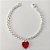 PULSEIRA FOLHEADA A PRATA COM 50 MILÉSIMOS + VERNIZ DIAMOND - CORRENTE ELOS DUPLOS E PINGENTE CORAÇÃO VERMELHO EM VIDRO - TAMANHO: 18CM E FECHO LAGOSTA - (PRA722) PRPS001202 - Imagem 1