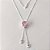 GARGANTILHA FOLHEADA A PRATA COM 50 MILÉSIMOS + VERNIZ DIAMOND CORRENTE VENEZIANA GRAVATINHA 450CM COM PINGENTE EM ZIRCÔNIAS GOTAS E PEDRA EM ZIRCÔNIA ROSA 12MM - (PRA729) PRGG001501 - Imagem 1