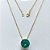 GARGANTILHA FOLHEADA A OURO 5 MILÉSIMOS + VERNIZ DIAMOND - CORRENTE CADEADO 45CM E PINGENTE COM ZIRCÔNIA REDONDA VERDE 12X12MM - (OURO839) OUGG000197 - Imagem 1