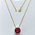 GARGANTILHA FOLHEADA A OURO 5 MILÉSIMOS + VERNIZ DIAMOND - CORRENTE CADEADO 45CM E PINGENTE COM ZIRCÔNIA REDONDA VERMELHA 12X12MM - (OURO837) OUGG000199 - Imagem 1