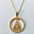 GARGANTILHA FOLHEADA A OURO 5 MILÉSIMOS + VERNIZ DIAMOND - CORRENTE CADEADO 45CM E PINGENTE REDONDO COM ZIRCÔNIAS E IMAGEM NOSSA SRA APARECIDA 24MM - (OURO827) OUGG000207 - Imagem 2