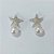 BRINCO FOLHEADO A PRATA COM 50 MILÉSIMOS + VERNIZ DIAMOND - BRINCOS DE PINO MODELO ESTRELA DO MAR CRAVEJADA E PÉROLA 10MM (PRA769) PRBR001428 - Imagem 1