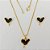CONJUNTO FOLHEADO A OURO - BANHADO COM 5 MILÉSIMOS + VERNIZ DIAMOND - CONJUNTO COM BRINCOS DE PINO E PINGENTE CORAÇÃO MARTELADO PRETO 15MM - (OURO915) OUCJ000206 - Imagem 1
