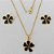CONJUNTO FOLHEADO A OURO - BANHADO COM 5 MILÉSIMOS + VERNIZ DIAMOND - (CJB1010) CONJUNTO COM BRINCOS DE PINO E PINGENTE FLOR PRETA 15 MM - (OURO950) OUCJ000217 - Imagem 1