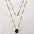 GARGANTILHA FOLHEADA A OURO - BANHADO COM 5 MILÉSIMOS + VERNIZ DIAMOND - CORRENTE CADEADO 45CM E PINGENTE EM ZIRCÔNIA REDONDA VERDE ESCURA 10MM - (OURO1175) OUGG000246 - Imagem 1