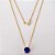 GARGANTILHA FOLHEADA A OURO - BANHADO COM 5 MILÉSIMOS + VERNIZ DIAMOND - CORRENTE CADEADO 45CM E PINGENTE EM ZIRCÔNIA REDONDA AZUL ESCURO 10MM - (OURO1242) OUGG000251 - Imagem 1