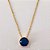 GARGANTILHA FOLHEADA A OURO - BANHADO COM 5 MILÉSIMOS + VERNIZ DIAMOND - CORRENTE CADEADO 45CM E PINGENTE EM ZIRCÔNIA REDONDA AZUL ESCURO 10MM - (OURO1244) OUGG000253 - Imagem 2
