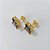 BRINCO FOLHEADO A OURO - BANHADO COM 5 MILÉSIMOS + VERNIZ DIAMOND - BRINCO DE PINO COM ZIRCÔNIA QUADRADA LILÁS 12MM (OURO1277) OUBR000541 - Imagem 2