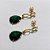 BRINCO FOLHEADO A OURO - BANHADO COM 5 MILÉSIMOS + VERNIZ DIAMOND - BRINCO BASE VAZADA E ZIRCÔNIA VERDE GOTA 14MM - (OURO1234) OUBR000557 - Imagem 2