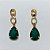 BRINCO FOLHEADO A OURO - BANHADO COM 5 MILÉSIMOS + VERNIZ DIAMOND - BRINCO BASE VAZADA E ZIRCÔNIA VERDE GOTA 14MM - (OURO1234) OUBR000557 - Imagem 1