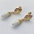 BRINCO FOLHEADO A OURO - BANHADO COM 5 MILÉSIMOS + VERNIZ DIAMOND - BRINCO DE PINO COM BASE VAZADA E PEDRA EM CRISTAL LEITOSO 12MM - (OURO392)OUBR000619 - Imagem 2