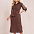 Vestido Chemise Marrom Linho Bordados Richelieu Midi - Imagem 1