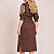 Vestido Chemise Marrom Linho Bordados Richelieu Midi - Imagem 2