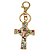 Chaveiro Crucifixo Dourado com Strass Colorido e Mosquete - Imagem 1
