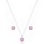 Conjunto Prata Quadrado Cravejado de Micro Zircônia Rosa - Imagem 2