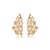 Brinco Folha Media Ear Hook Zircônia E Navetes Cristal Banho Ouro - Imagem 1