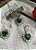 Conjunto Colar e Brincos banhado a Prata 925  Coração com Zirconia Verde - Imagem 2