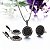 Conjunto Marcassita Colar+Brinco+Anel com cristais pretos - Imagem 4