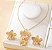 Conjunto colar e brincos aço inox banhado a ouro flor - Imagem 2