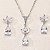 Conjunto colar e brincos banhado a ouro branco festa com zircônias - Imagem 2