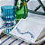 Jogo Ravelle em linho branco guardanapo para coquetel azul 4 pcs - Imagem 1