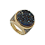 Anel com pedra natural druza e couro lateral folheado a ouro 18k - Imagem 1